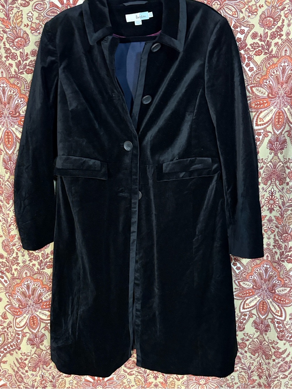 BODEN 12 Gigi Velvet Party Trench Dress Coat in black - Picture 5 of 12